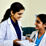 **

"A modern, well-lit doctor's office in Karachi, Pakistan. A friendly female doctor in a modest white coat is consulting with a female patient, both are smiling gently. The office includes informational brochures on mental wellness. Safe for work, appropriate content, fully clothed, professional, modest, family-friendly, perfect anatomy, correct proportions, natural pose, professional photography, high quality. The logo of Pakistan Psychiatric Society is subtly displayed."

**