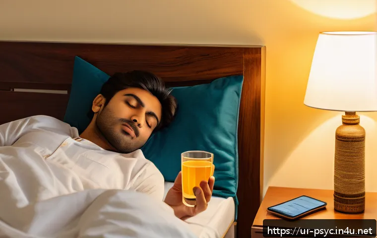 불면증 약물 치료 후기 - A calm and serene bedroom scene in a modern Pakistani home, featuring a young adult male preparing f...