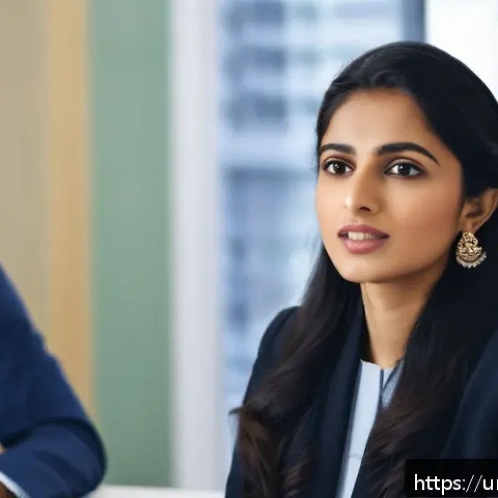 사회불안장애와 직장생활 - A confident South Asian professional woman in a modern office setting, practicing public speaking du...