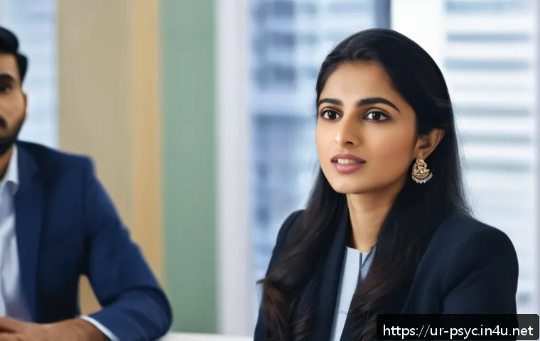 사회불안장애와 직장생활 - A confident South Asian professional woman in a modern office setting, practicing public speaking du...