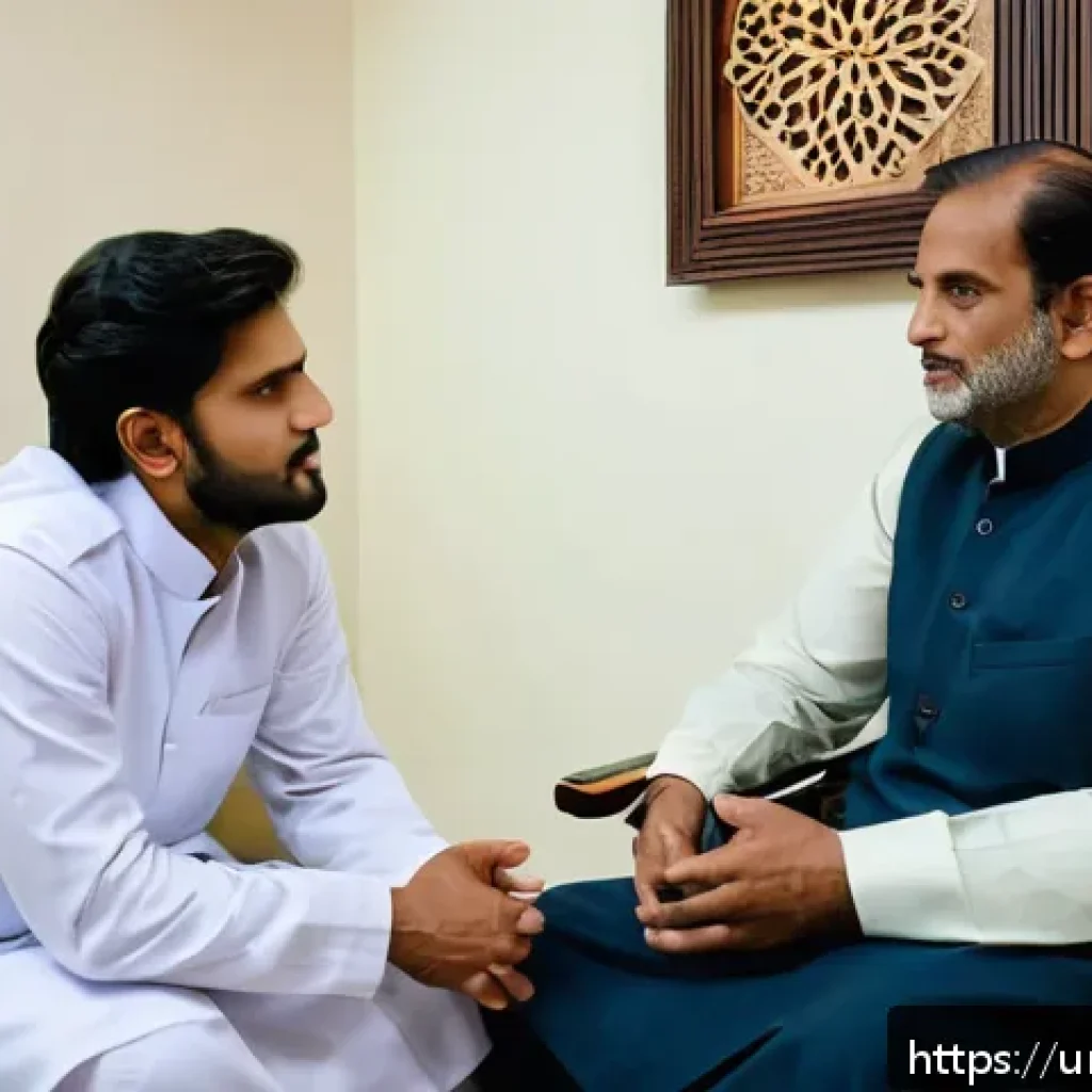 정신과 진료 주기 - A serene and culturally respectful mental health therapy session in a modern clinic in Pakistan, fea...