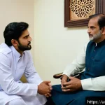정신과 진료 주기 - A serene and culturally respectful mental health therapy session in a modern clinic in Pakistan, fea...